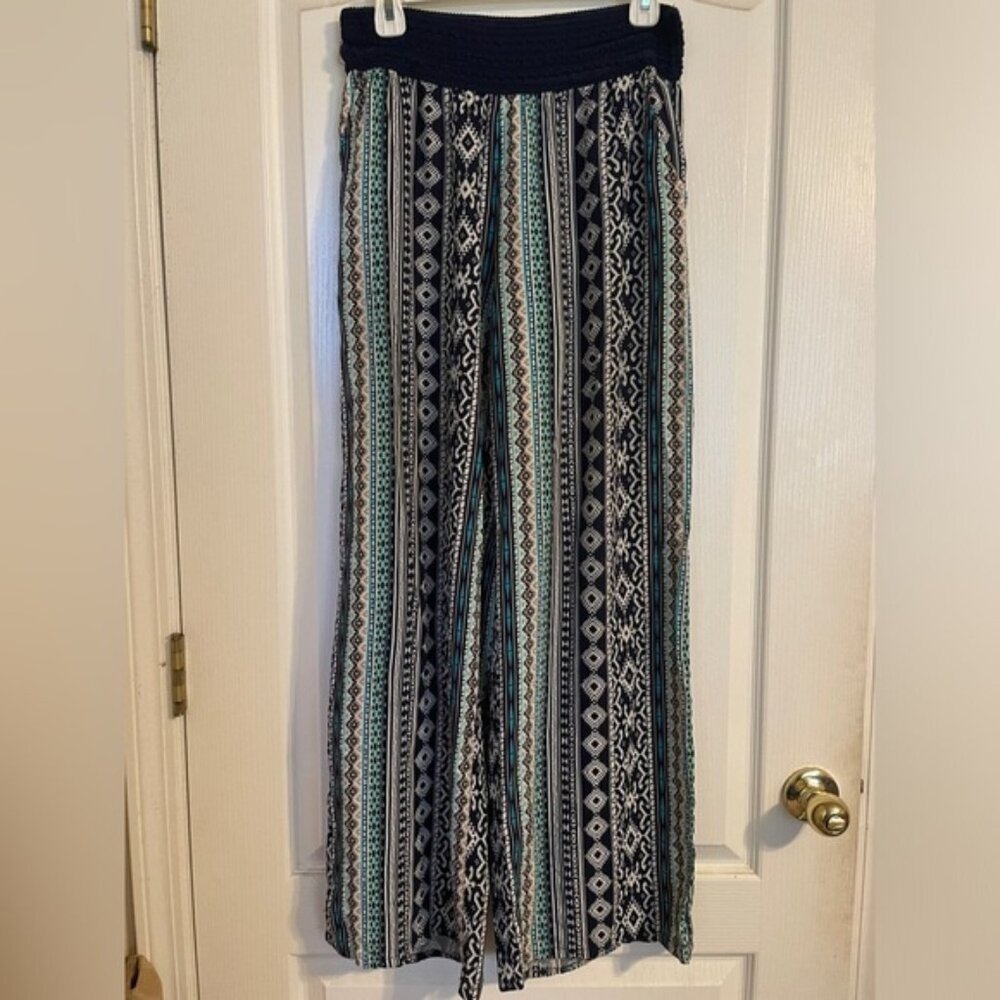 Joe B Mosaic Printed Wide Leg Pants Trousers Sz Medium